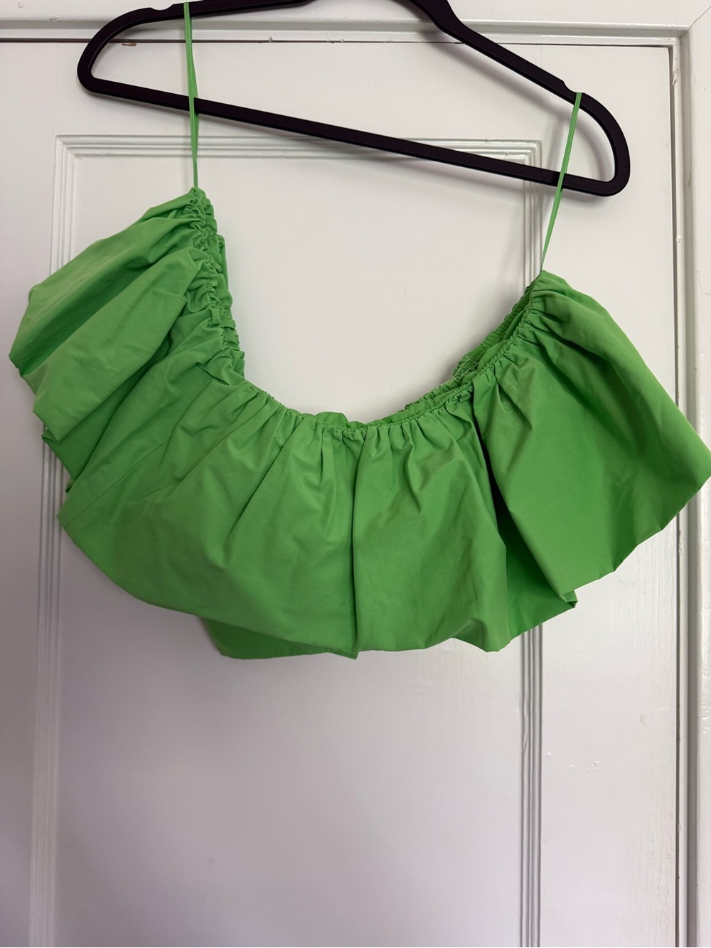 H&M Bright Green Ruffle Crop Top with Spaghetti Straps